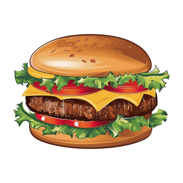 rysunek hamburgera z serem i sałatką