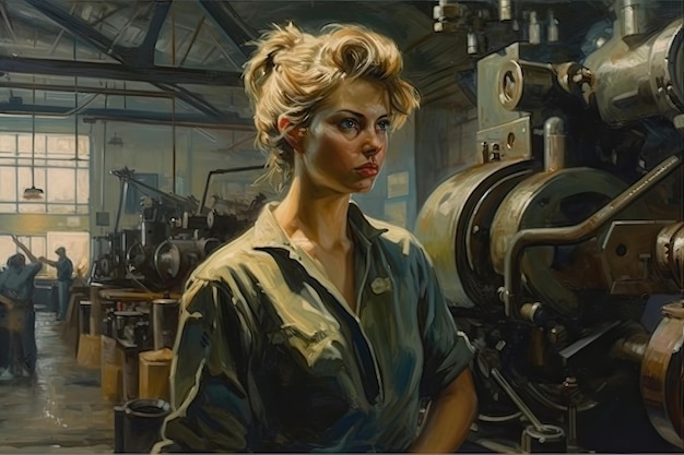 rysunek kobiecego mechanika w dziedzinie przemysłowej