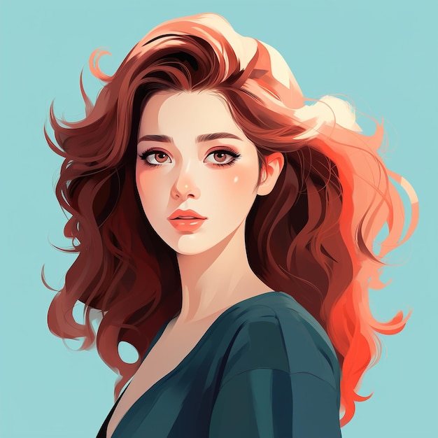 rysunek kobiety z czerwonymi włosami