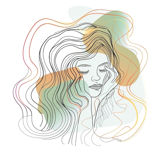 Zdjęcie rysunek kobiety z długimi włosami