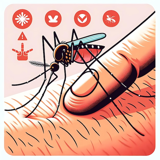 rysunek komara na palcu osoby