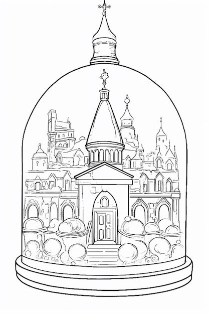 rysunek kopuły z kościołem wewnątrz generatywny ai