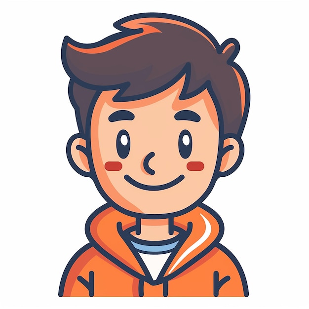 rysunek kreskówki chłopca noszącego pomarańczową kurtkę z kapturem