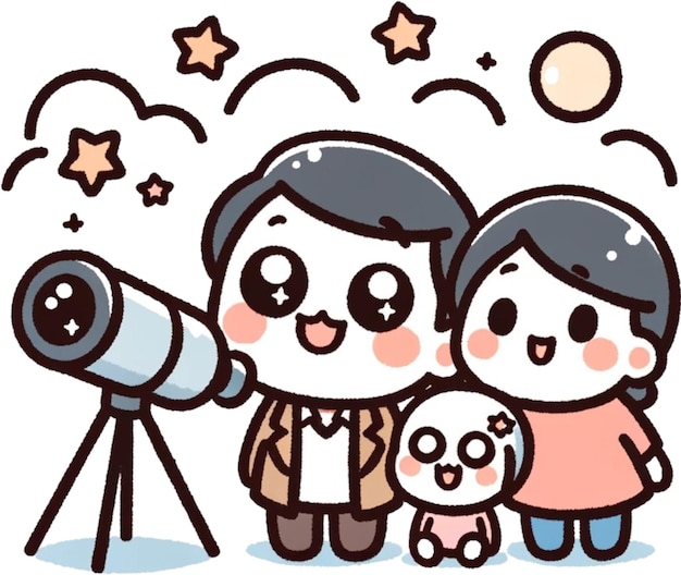 rysunek kreskówki dwóch ludzi patrzących na kamerę z gwiazdą na tle