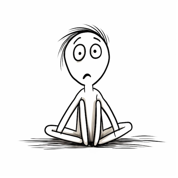 Zdjęcie rysunek kreskówkowy przedstawiający mężczyznę siedzącego w pozycji jogi generatywnej ai