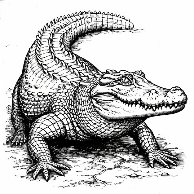 rysunek krokodyla Strona książki do malowania
