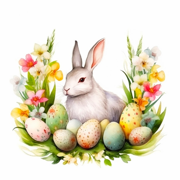 rysunek królika i jaj z obrazem królika na górze