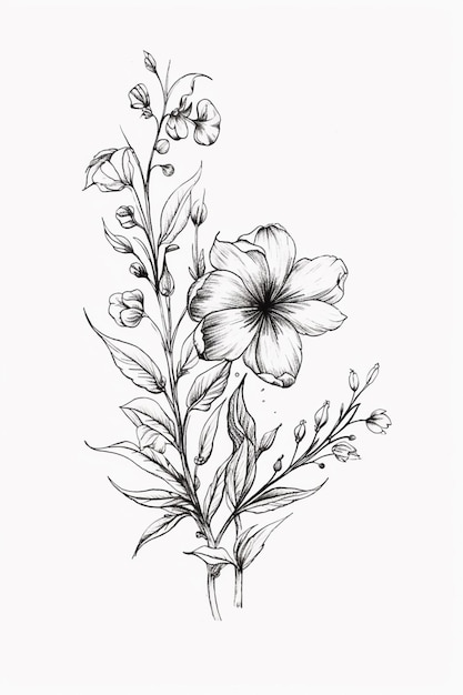 Rysunek kwiatów na białym tle