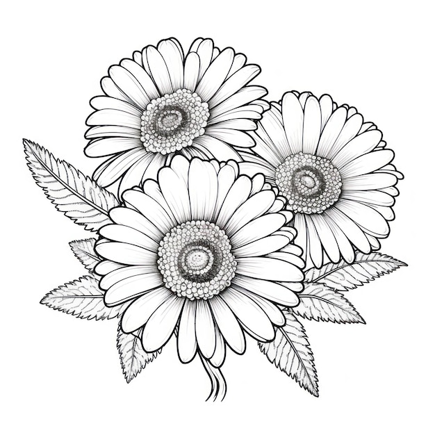 rysunek kwiatów z długopisem i atramentem na boku.