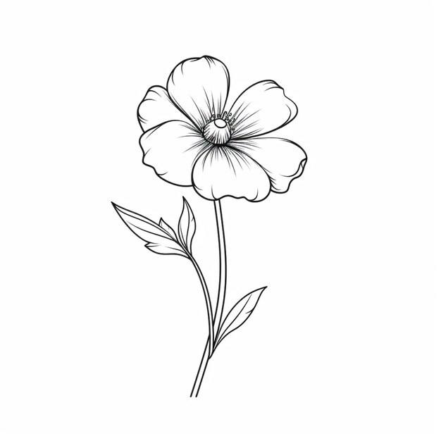 Zdjęcie rysunek kwiatu z łodygą i liśćmi