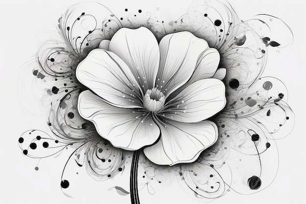 Zdjęcie rysunek kwiatu z wirami i kropkami na nim generatywny ai