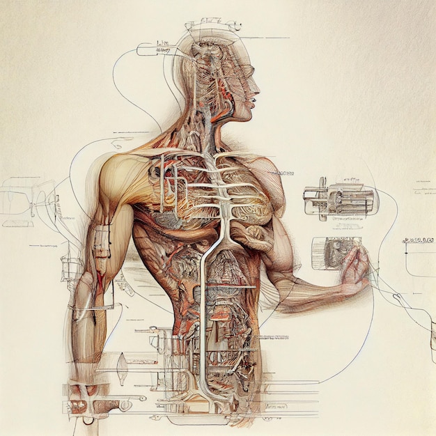 Rysunek ludzkiego ciała z napisem „anatomia”.