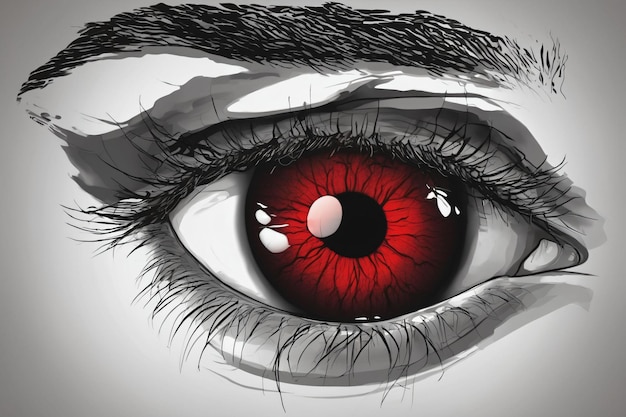 Zdjęcie rysunek ludzkiego czerwonego oka