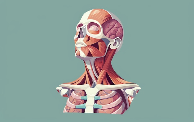Zdjęcie rysunek ludzkiej głowy z kością w środku
