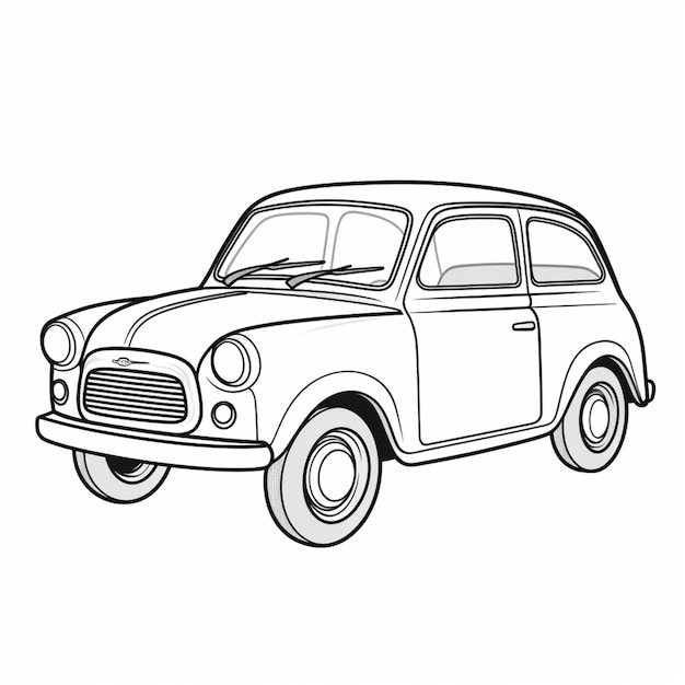 Zdjęcie rysunek małego samochodu z białym tłem generatywny ai