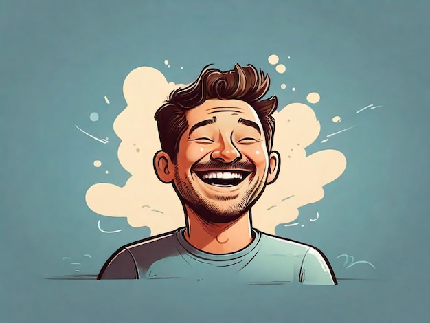 rysunek mężczyzny z szczęśliwą twarzą