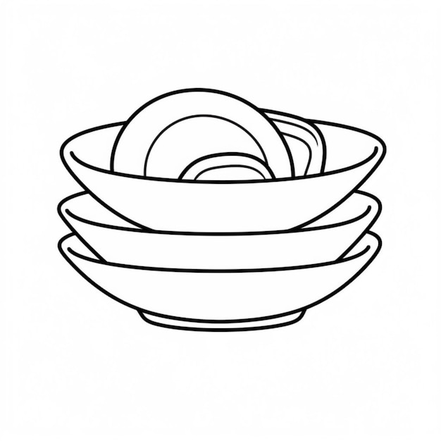 Rysunek miski z trzema talerzami w niej generatywny ai