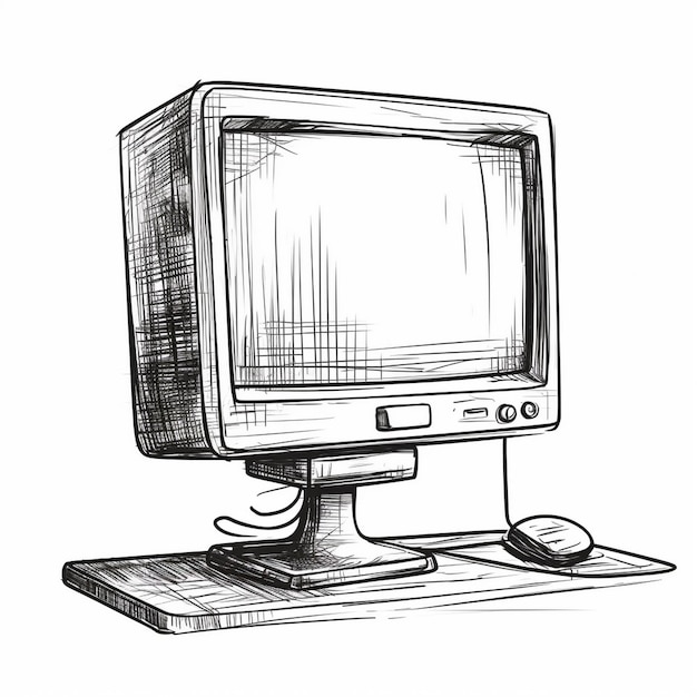 Zdjęcie rysunek monitora komputerowego za pomocą myszy i myszy.