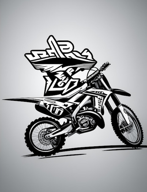 Zdjęcie rysunek motocrossa, motocyklu, torowego roweru, motocykla wyścigowego