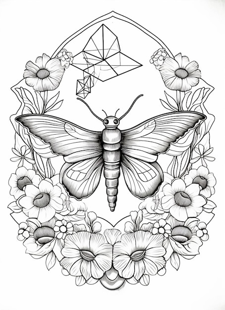 rysunek motyla z geometrycznym wzorem pośrodku generatywnej ai