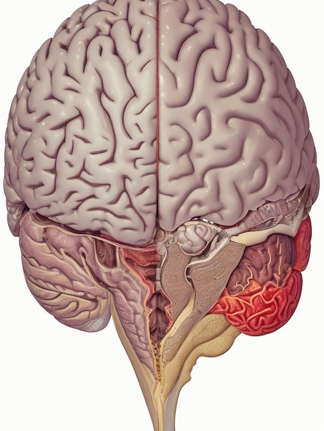 Zdjęcie rysunek mózgu z mózgiem oznaczonym mózgiem.