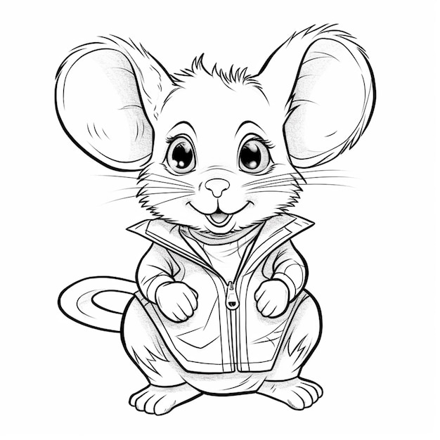 Zdjęcie rysunek myszy w kurtce z kapturem generatywny ai