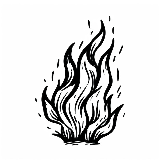 Zdjęcie rysunek ognia pośrodku białego tła