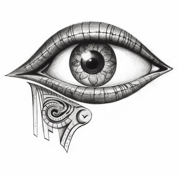 Zdjęcie rysunek oka z spiralnym wzorem generatywny ai