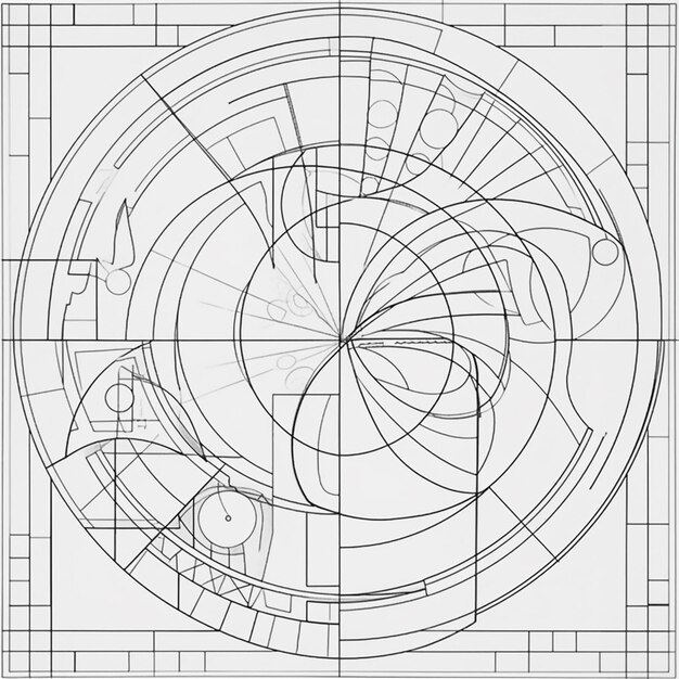 Rysunek okrągłego wzoru z czarno-białym tłem generatywny ai