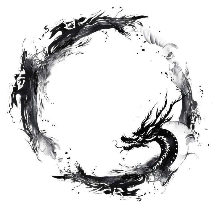 Zdjęcie rysunek okręgu rysującego ramę smoka png stroke outline