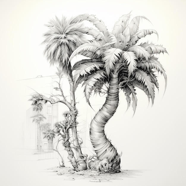 Rysunek ołówkiem z palmy