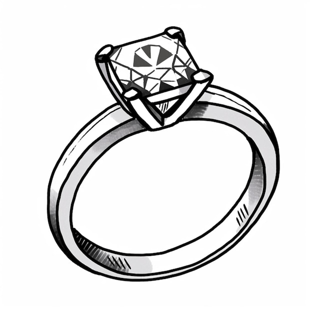 Zdjęcie rysunek pierścienia diamentowego z diamentem na górze generatywny ai