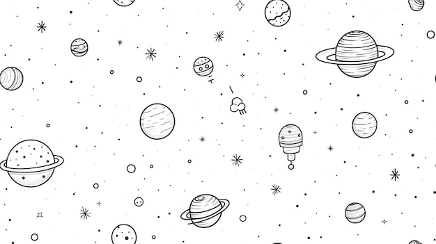 rysunek planet przestrzeń gwiazdy meteory astronauta