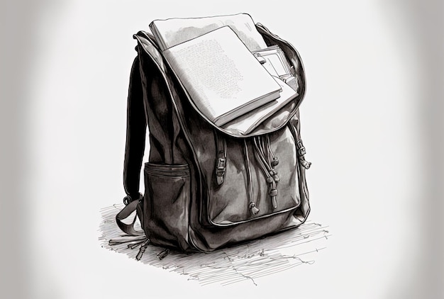 Rysunek plecaka z książką do edukacji