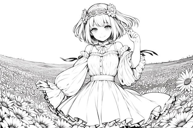 Rysunek przedstawiający dziewczynę w sukience z napisem „jestem dziewczyną”