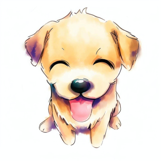 Rysunek psa z napisem "szczęśliwy pies"