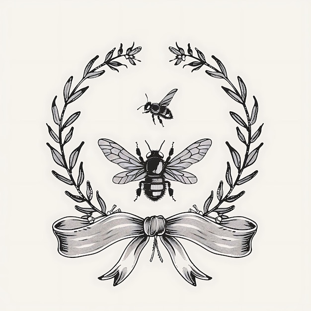 Zdjęcie rysunek pszczoły z wstążką z napisem pszczoła