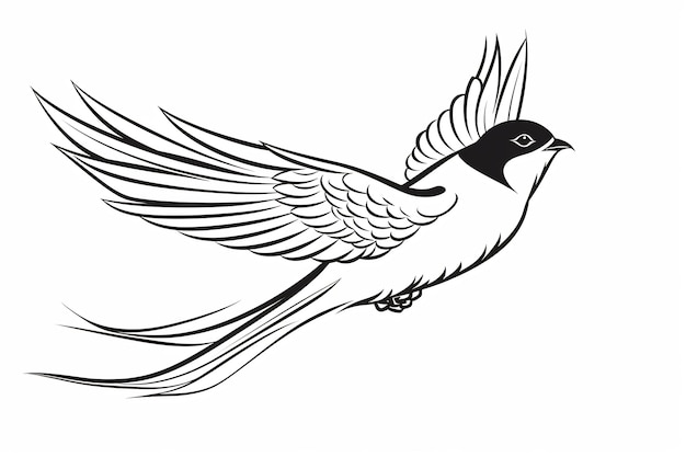 rysunek ptaka na czarno-białym tle