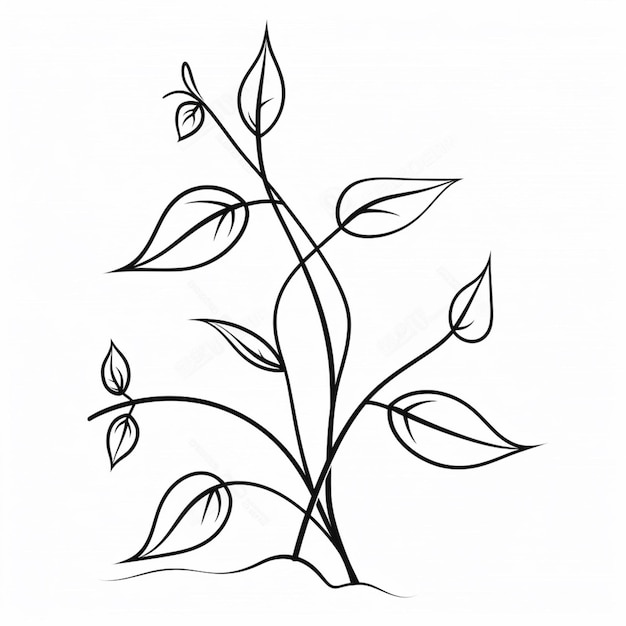 Rysunek rośliny z liśćmi na białym tle generatywna ai