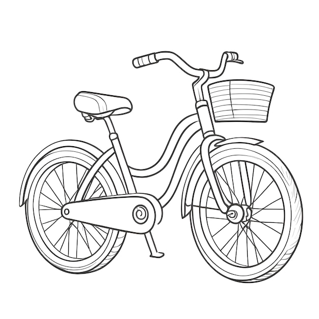 Zdjęcie rysunek roweru z koszem z przodu