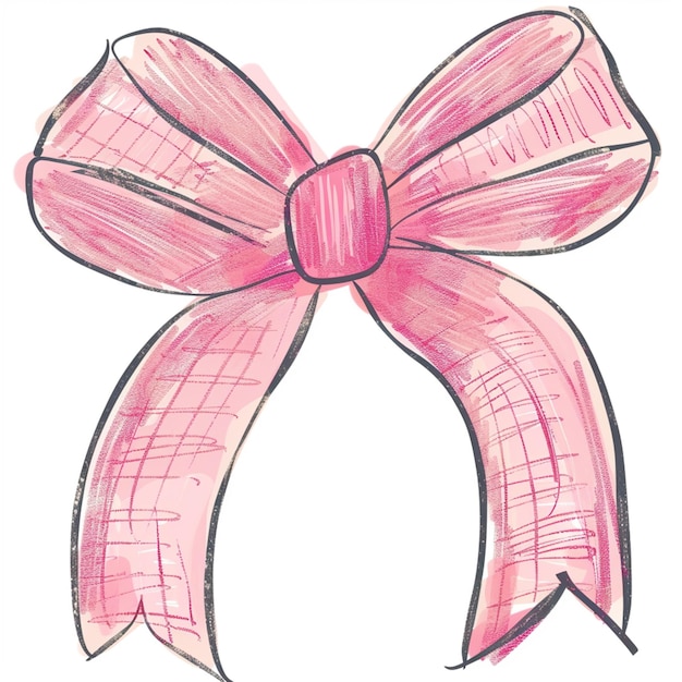 Zdjęcie rysunek różowego łuku z czarnym konturem na białym tle generatywny ai