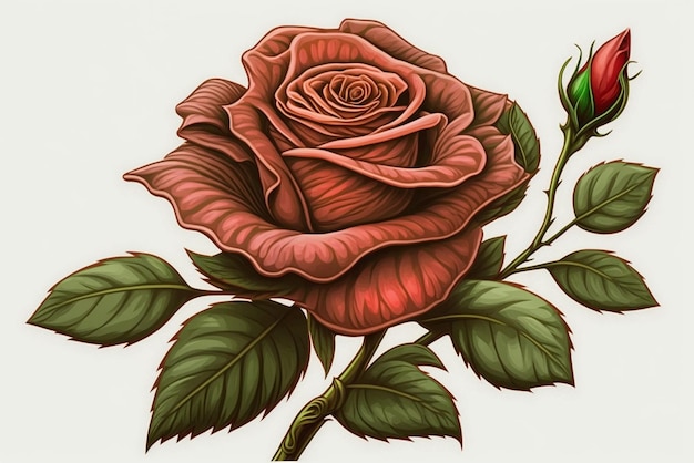 rysunek róży na białym tle