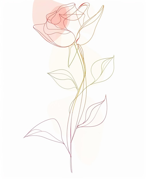 Zdjęcie rysunek róży z złotą linią