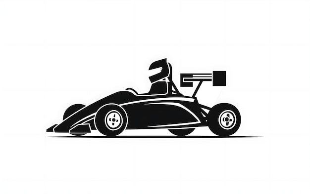 rysunek samochodu wyścigowego z człowiekiem na boku