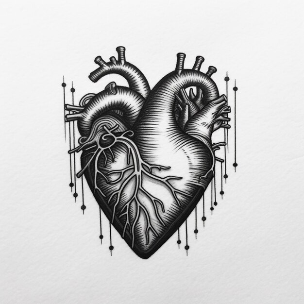 Zdjęcie rysunek serca z napisem „serce”.