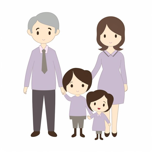 rysunek trójosobowej rodziny stojącej razem trzymającej się za ręce