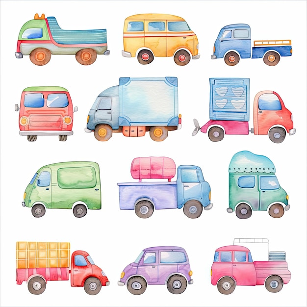 Zdjęcie rysunek zabawkowych samochodów z słowem lody na nim