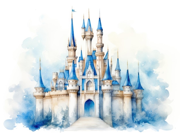 rysunek zamku z niebieskimi i białymi kolorami