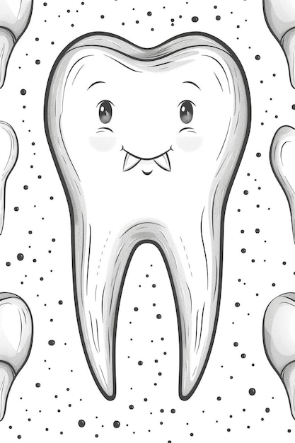 rysunek zęba z pałeczką i uśmiechem