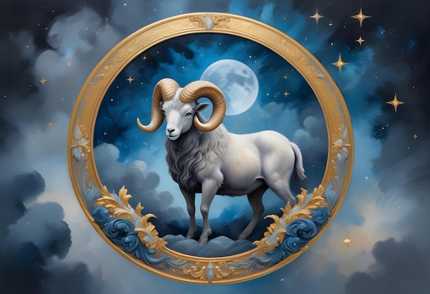 Zdjęcie rysunek znaku zodiaku barana baran